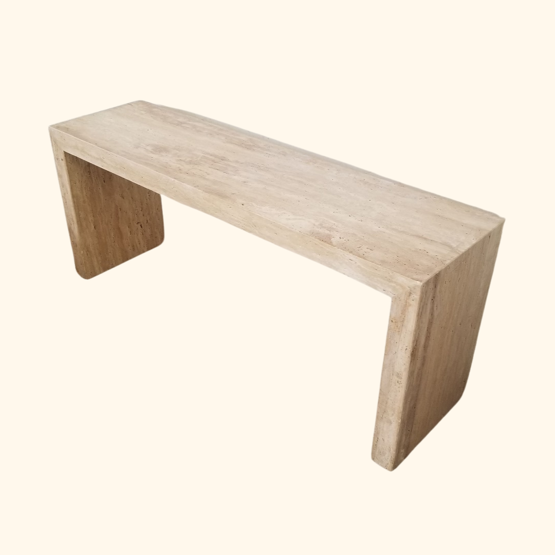 Latte Travertine Console Table - Nostos Series