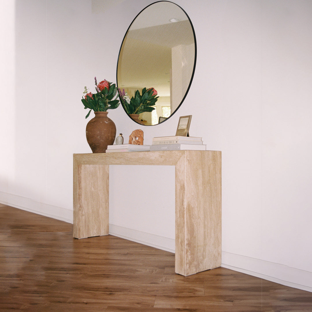 Latte Travertine Console Table - Hestia Series