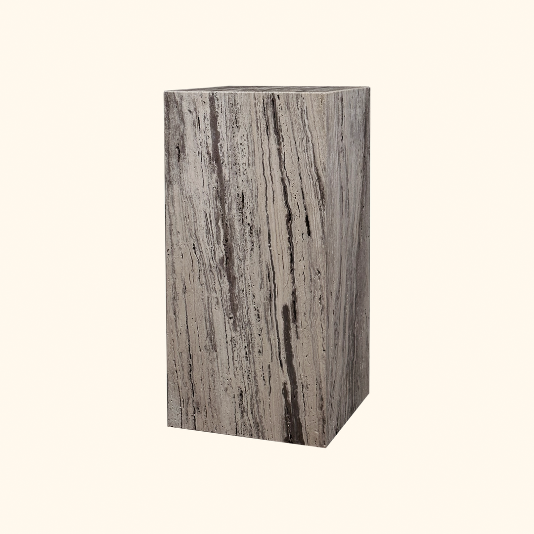 Silver Oak Travertine Side Table - Agora Series