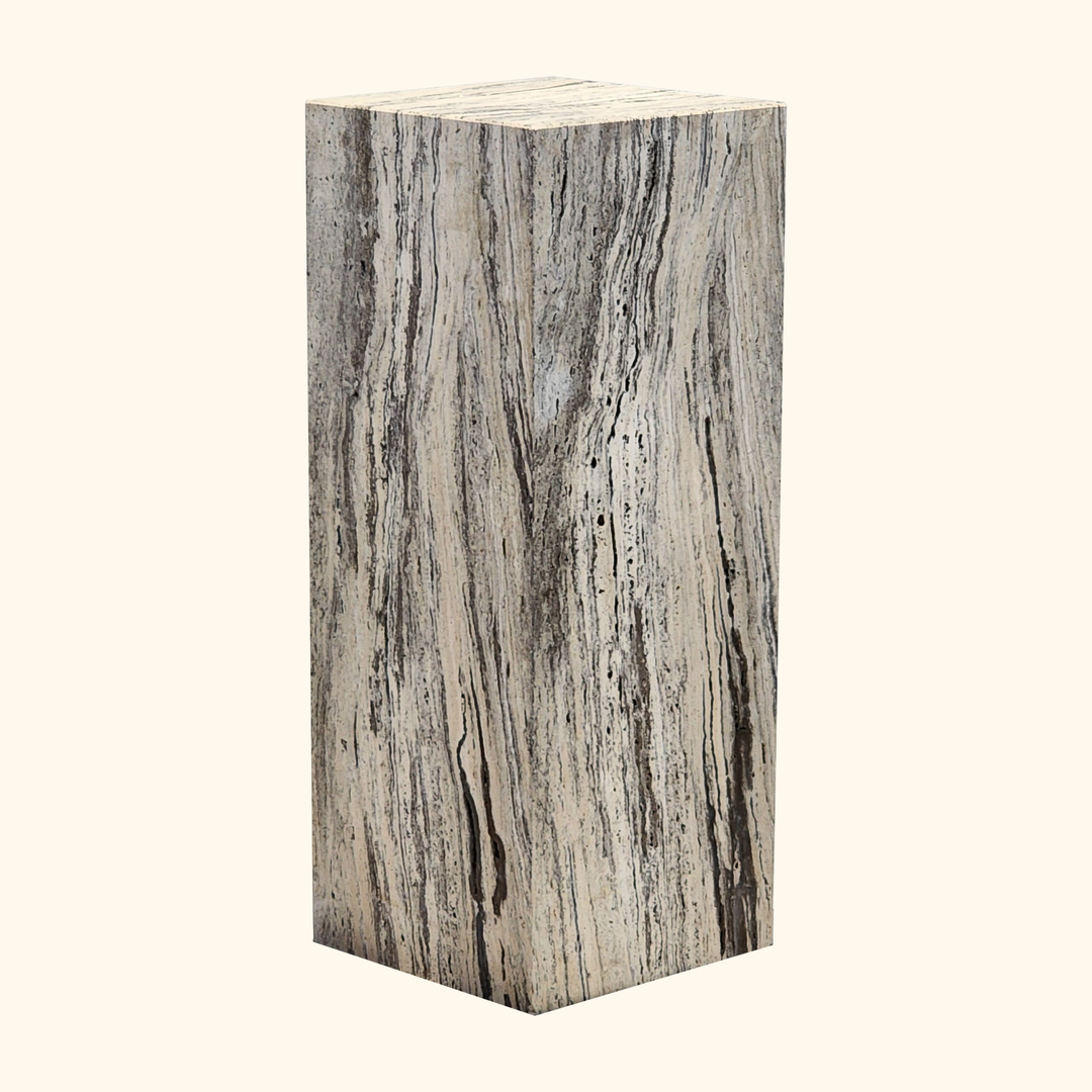 Silver Oak Travertine Side Table - Agora Series