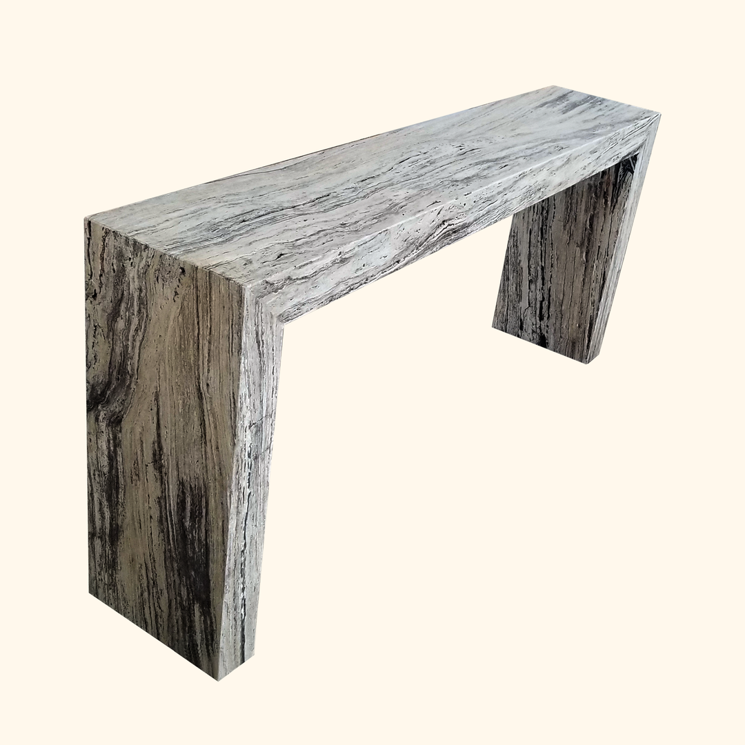 Silver Oak Travertine Console Table - Hestia Series