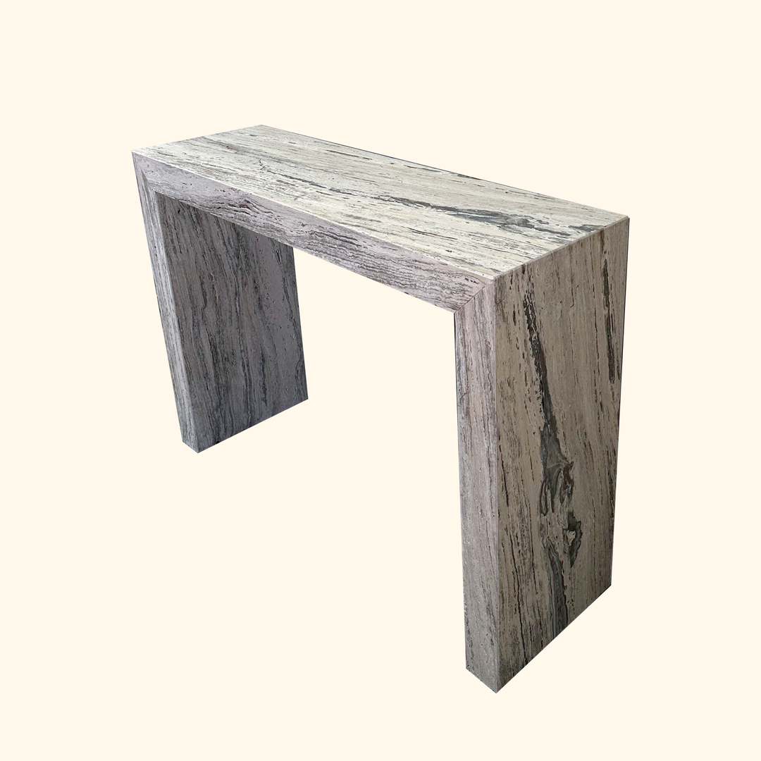 Silver Oak Travertine Console Table - Hestia Series