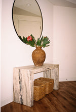 Load image into Gallery viewer, Silver Oak Travertine Console Table - Nostos Series
